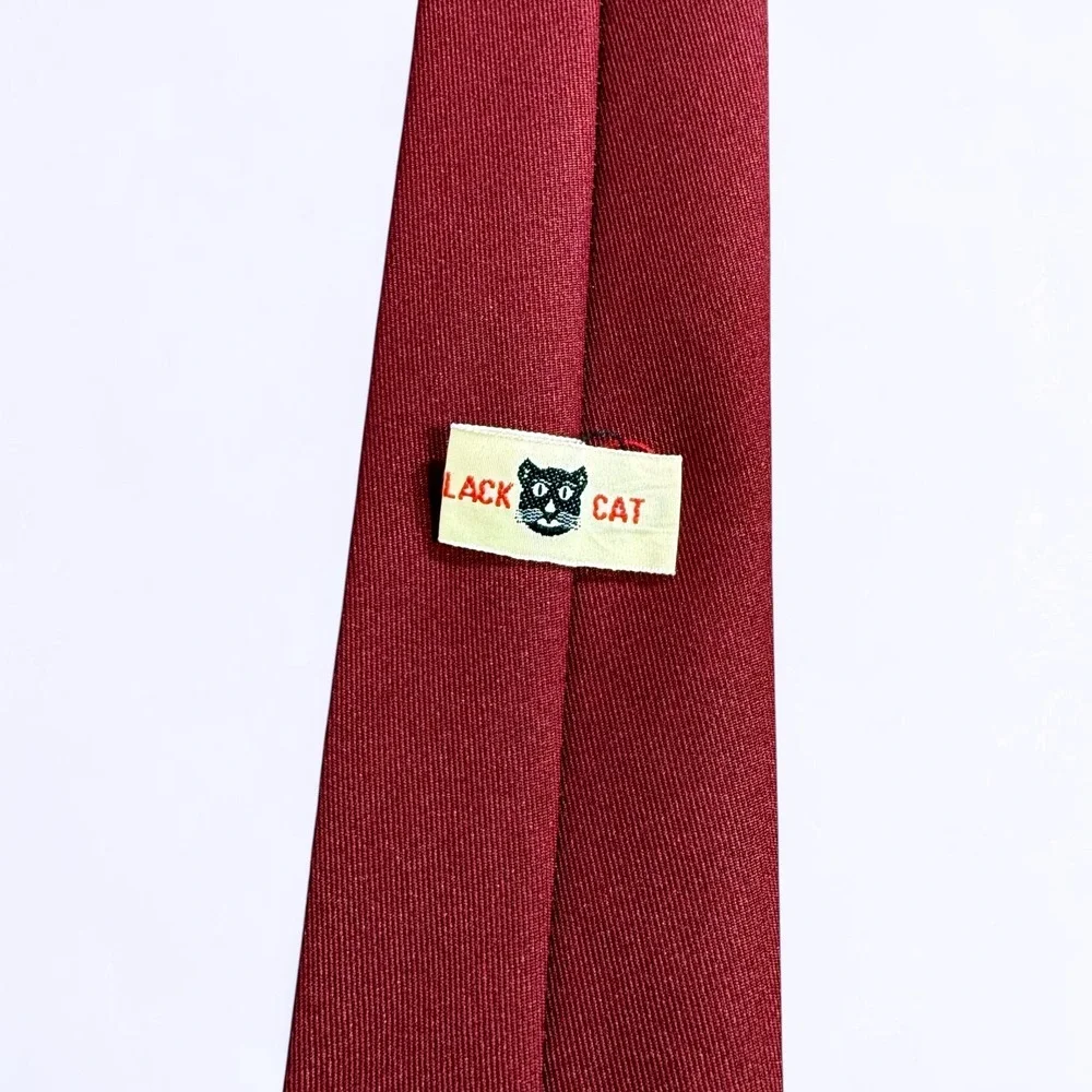 Black Cat Mens Burgundy Red Twill Solid Necktie‎ Formal Business Dress Tie